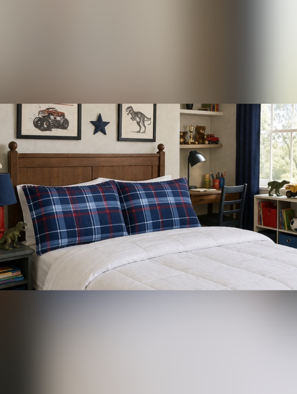 Plaid Blue and Red Pillow Shams
